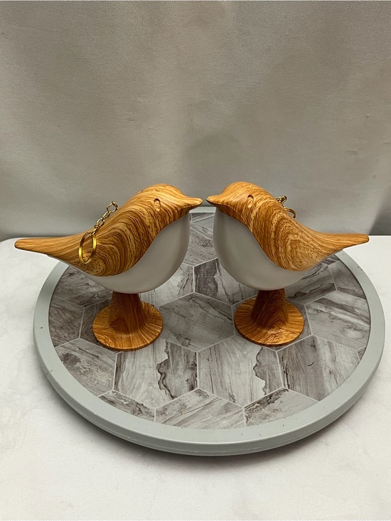 Source Unknown Other - Set of 2 Bird Shaped LED Night Lights Wood Grain USB Rechargeable Table Lamps